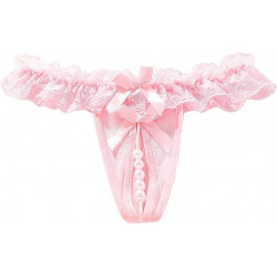 Tanga con perlas rosa